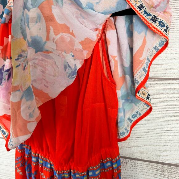 Jealous Tomato Women's Red Floral Summer Off The Shoulder Maxi Dress Size Small - Picture 7 of 8